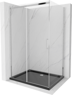 Mexen Omega stumdoma dušo kabina 100 x 90 cm, Skaidrus, Chromo + dušo padėklas Flat, Juoda - 825-100-090-01-00-4070