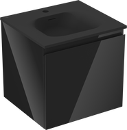 Mexen Orio vonios spintelė 50 cm su Vela praustuvu, 1 stalčius, blizgi juoda/matinė juoda - 91A10-05047-1-BF70-W23M71