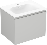 Mexen Orio vonios kambario spintelė 60 cm su Vela praustuvu, 1 stalčius, pilka matinė/balta matinė - 91A10-06047-1-BF62-W23M01