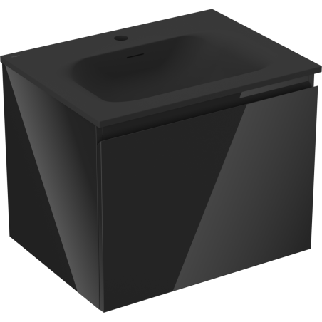 Mexen Orio vonios spintelė 60 cm su Vela kriaukle, 1 stalčius, blizgi juoda/matinė juoda - 91A10-06047-1-BF70-W23M71