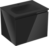 Mexen Orio vonios spintelė 60 cm su Vela kriaukle, 1 stalčius, blizgi juoda/matinė juoda - 91A10-06047-1-BF70-W23M71