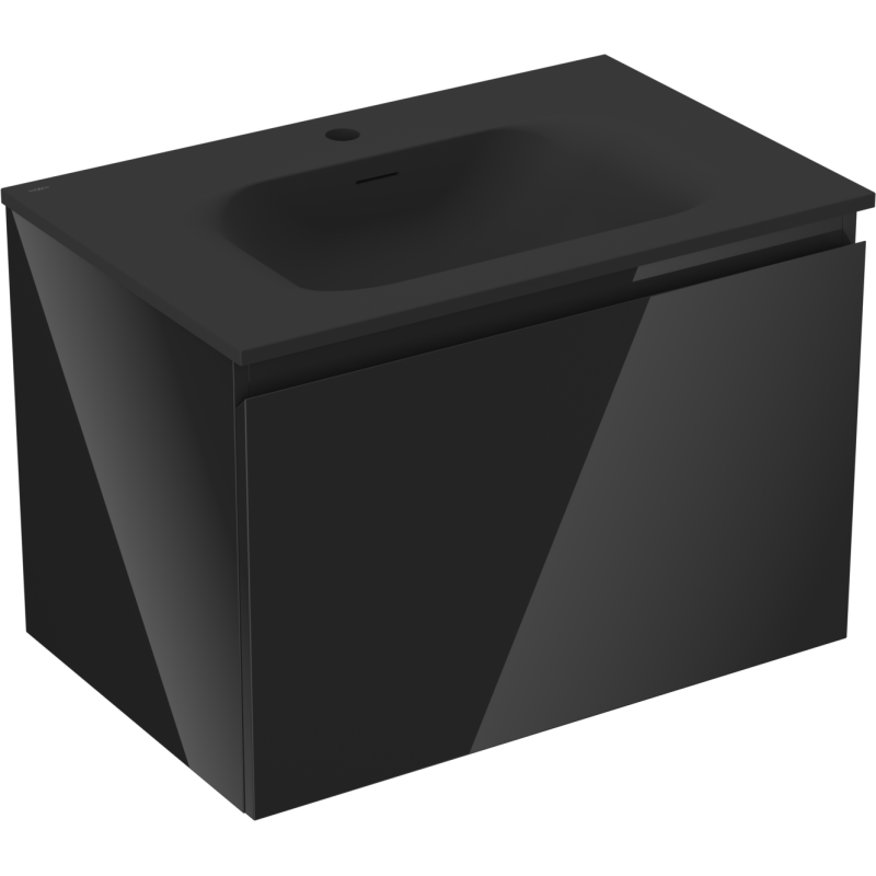 Mexen Orio vonios spintelė 70 cm su praustuvu Vela, 1 stalčius, juodas blizgus/juodas matinis - 91A10-07047-1-BF70-W23M71