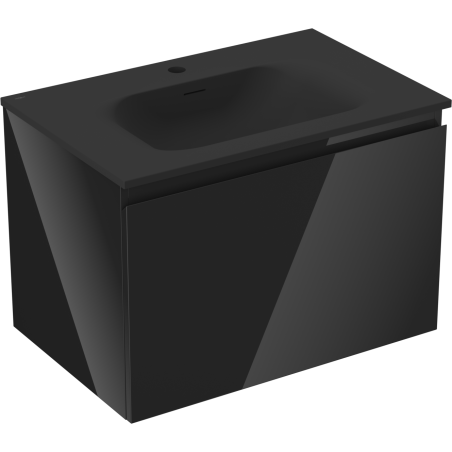 Mexen Orio vonios spintelė 70 cm su praustuvu Vela, 1 stalčius, juodas blizgus/juodas matinis - 91A10-07047-1-BF70-W23M71
