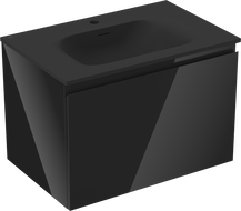 Mexen Orio vonios spintelė 70 cm su praustuvu Vela, 1 stalčius, juodas blizgus/juodas matinis - 91A10-07047-1-BF70-W23M71