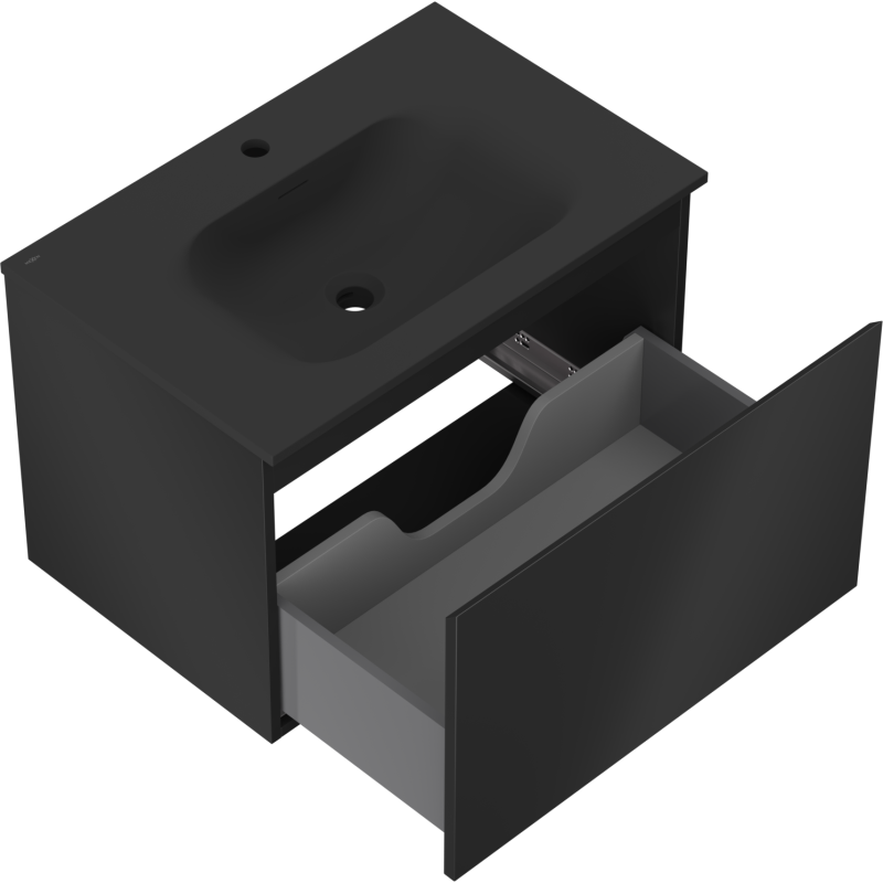 Mexen Orio vonios spintelė 70 cm su Vela praustuvu, 1 stalčius, juoda matinė - 91A10-07047-1-BF71-W23M71