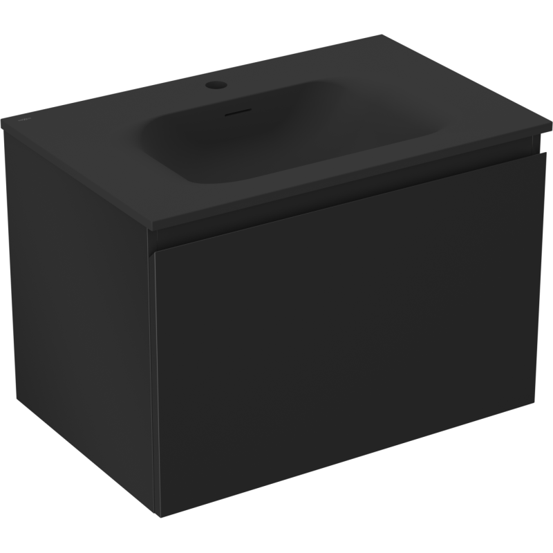 Mexen Orio vonios spintelė 70 cm su Vela praustuvu, 1 stalčius, juoda matinė - 91A10-07047-1-BF71-W23M71