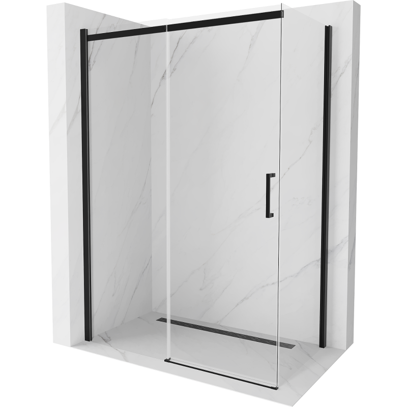 Mexen Omega stumdomomis durimis dušo kabina 130 x 70 cm, skaidri, juoda - 825-130-070-70-00