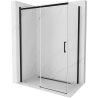 Mexen Omega stumdomomis durimis dušo kabina 130 x 70 cm, skaidri, juoda - 825-130-070-70-00