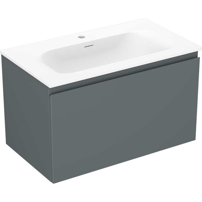 Mexen Orio vonios spintelė 80 cm su praustuvu Vela, 1 stalčius, matinė pilka/balta - 91A10-08047-1-BF66-W23M01