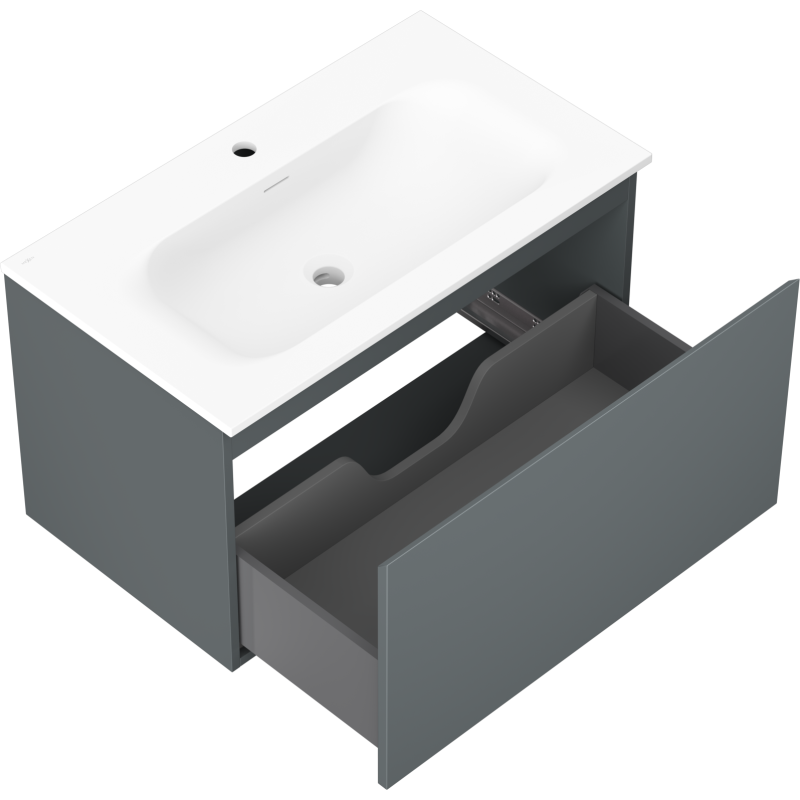 Mexen Orio vonios spintelė 80 cm su praustuvu Vela, 1 stalčius, matinė pilka/balta - 91A10-08047-1-BF66-W23M01