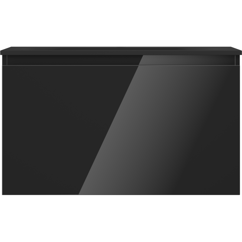 Mexen Orio vonios spintelė 80 cm su Vela kriaukle, 1 stalčius, juoda blizgi/juoda matinė - 91A10-08047-1-BF70-W23M71