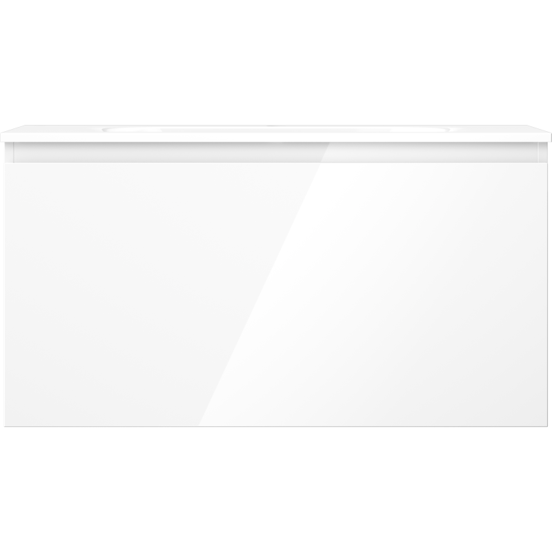 Mexen Orio vonios spintelė 90 cm su Vela kriaukle, 1 stalčius, balta blizgi - 91A10-09047-1-BF00-W23M00