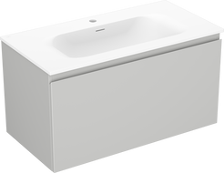 Mexen Orio vonios kambario spintelė 90 cm su Vela kriaukle, 1 stalčius, pilka matinė/balta matinė - 91A10-09047-1-BF62-W23M01