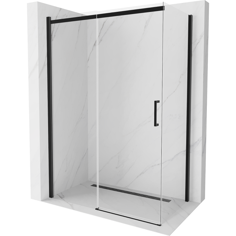 Mexen Omega stumdomoji dušo kabina 160 x 90 cm, permatomas, juoda - 825-160-090-70-00