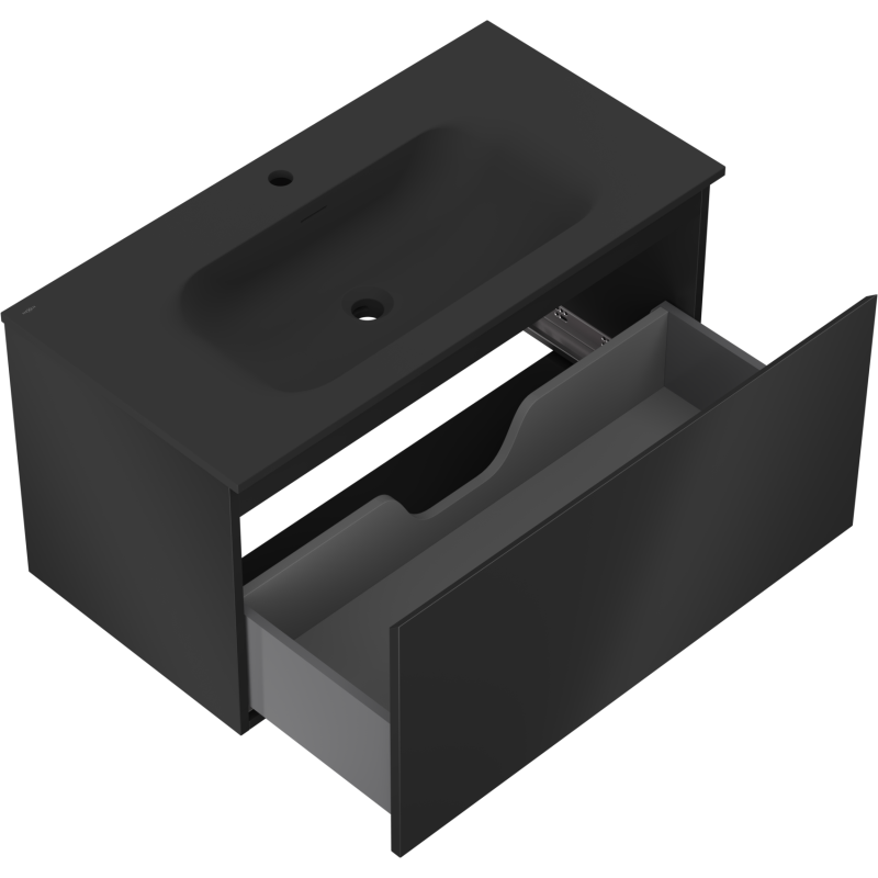 Mexen Orio vonios kambario spintelė 90 cm su praustuvu Vela, 1 stalčius, juoda matinė - 91A10-09047-1-BF71-W23M71