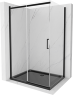 Mexen Omega stumdoma dušo kabina 100 x 80 cm, Skaidrus, Juoda + dušo padėklas Flat, Juoda - 825-100-080-70-00-4070B