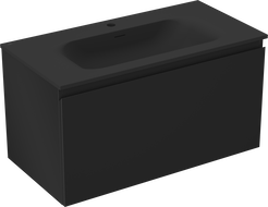 Mexen Orio vonios kambario spintelė 90 cm su praustuvu Vela, 1 stalčius, juoda matinė - 91A10-09047-1-BF71-W23M71