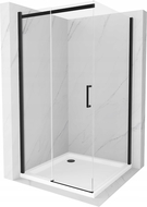 Mexen Omega stumenačiai dušo kabina 100 x 100 cm, permatoma, juoda + Flat dušo padėklas, baltas - 825-100-100-70-00-4010B