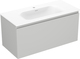 Mexen Orio vonios kambario spintelė 100 cm su kriaukle Vela, 1 stalčius, pilka matinė/balta matinė - 91A10-10047-1-BF62-W23M01