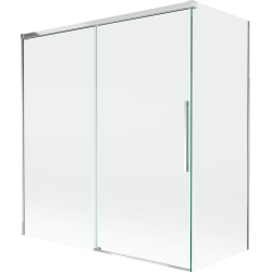 Mexen Rox dviejų dalių slankiojama dušo siena 150 + 70 x 150 cm, skaidri, chromuota - 8C9-150-070-01-00