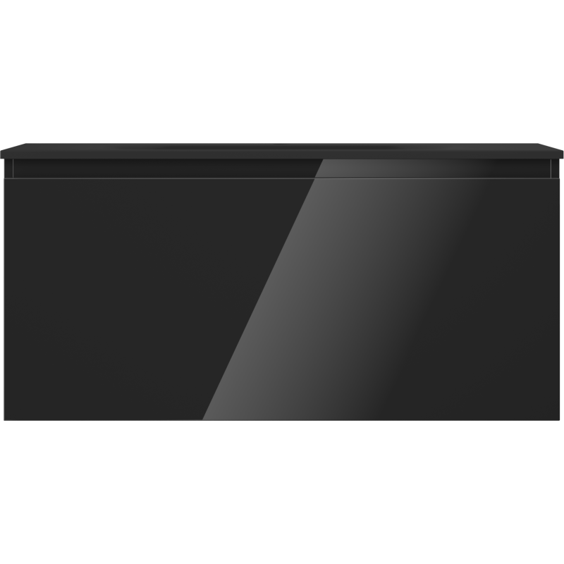 Mexen Orio 100 cm vonios spintelė su kriaukle Vela, 1 stalčius, juodas blizgesys/juoda matinė - 91A10-10047-1-BF70-W23M71