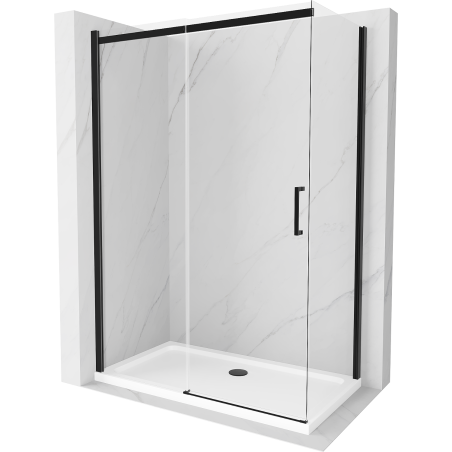 Mexen Omega stumdoma dušo kabina 130 x 70 cm, permatomo stiklo, juoda + Flat padėklas, baltas - 825-130-070-70-00-4010B