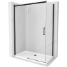 Mexen Omega stumdoma dušo kabina 130 x 70 cm, permatomo stiklo, juoda + Flat padėklas, baltas - 825-130-070-70-00-4010B