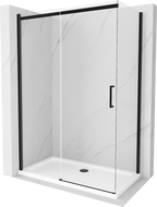Mexen Omega stumdoma dušo kabina 130 x 70 cm, permatomo stiklo, juoda + Flat padėklas, baltas - 825-130-070-70-00-4010B