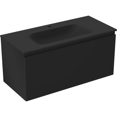 Mexen Orio vonios spintelė 100 cm su praustuvu Vela, 1 stalčius, juoda matinė - 91A10-10047-1-BF71-W23M71