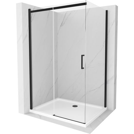 Mexen Omega stumdoma dušo kabina 130 x 100 cm, skaidri, juoda + Flat dušo padėklas, baltas - 825-130-100-70-00-4010B