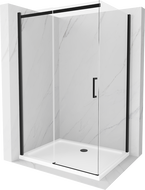 Mexen Omega stumdoma dušo kabina 130 x 100 cm, Skaidrus, Juoda + dušo padėklas Flat, Balta - 825-130-100-70-00-4010B