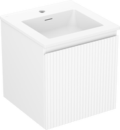 Mexen Rivel vonios spintelė 45 cm su Otis kriaukle, 1 stalčius, grioveliuotas, balta matinė - 91A20-04547-1-BF01-W18M01