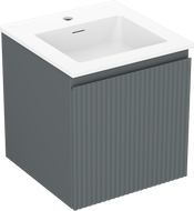 Mexen Rivel vonios spintelė 45 cm su kriaukle Otis, 1 stalčius, grioveliais, matinės grafito/baltos spalvos