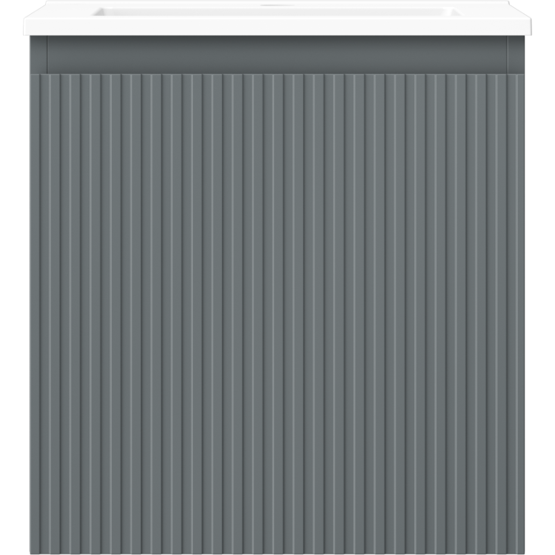 Mexen Rivel vonios spintelė 45 cm su kriaukle Otis, 1 stalčius, grioveliais, matinės grafito/baltos spalvos