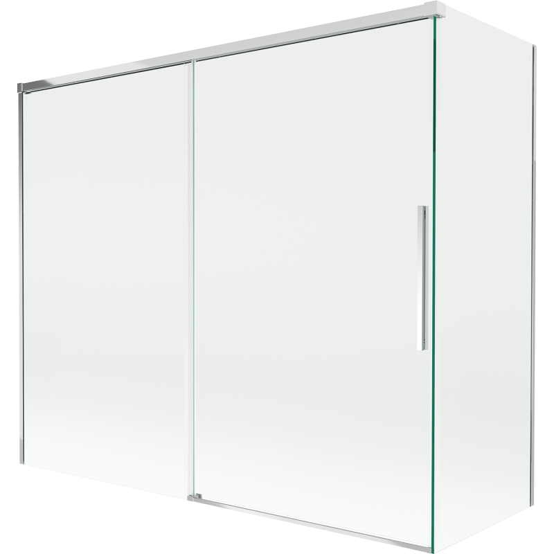 Mexen Rox stumdomos dviejų dalių vonios sienelės 180 + 90 x 150 cm, skaidri, chromuota - 8C9-180-090-01-00