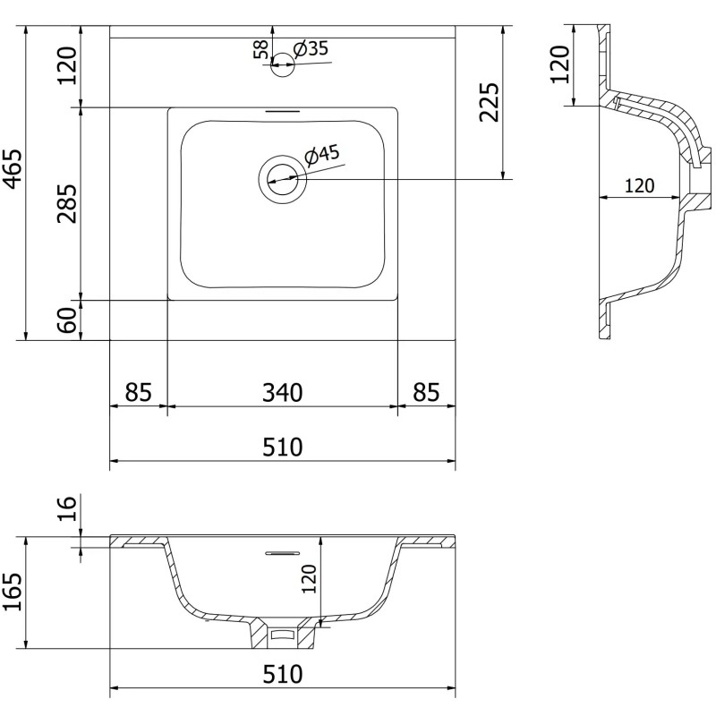 Mexen Rivel vonios spintelė 50 cm su praustuvu Otis, 1 stalčius, rifliuota, pilka matinė/balta matinė