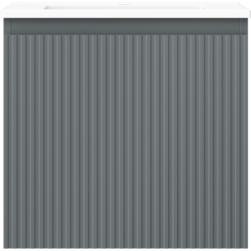 Mexen Rivel vonios spintelė 50 cm su kriaukle Otis, 1 stalčius, rifliuotas, grafito matinė/balta matinė