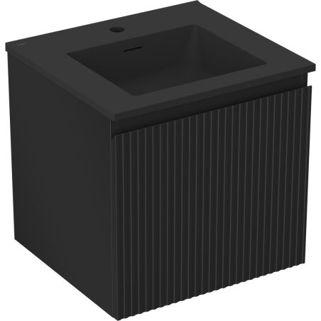 Mexen Rivel vonios spintelė 50 cm su Otis praustuvu, 1 stalčius, grioveliais, juodas matinis - 91A20-05047-1-BF71-W18M71