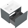 Mexen Rivel vonios spintelė 60 cm su Otis praustuvu, 1 stalčius, rifliuotas, matinė grafito/balta matinė