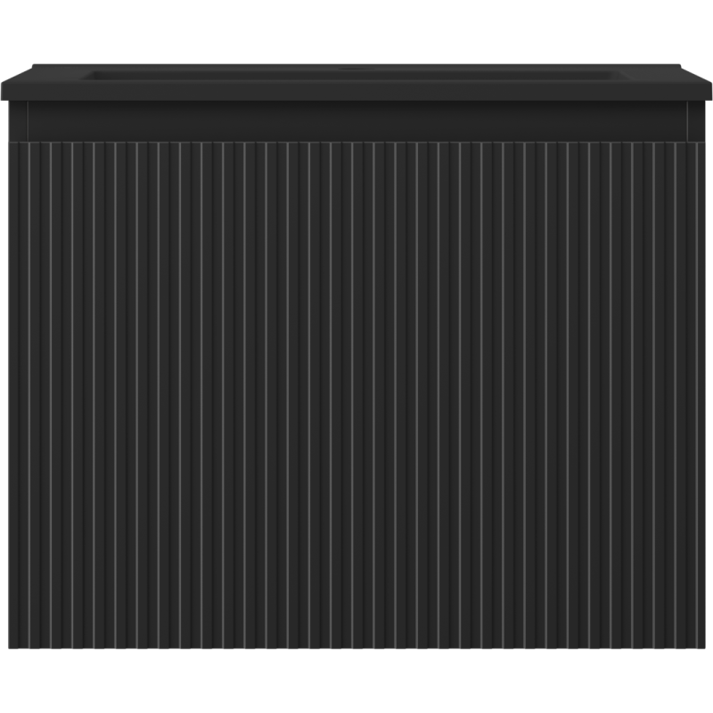 Mexen Rivel vonios spintelė Otis su praustuvu, 60 cm, 1 stalčius, rifliuota, juoda matinė - 91A20-06047-1-BF71-W18M71