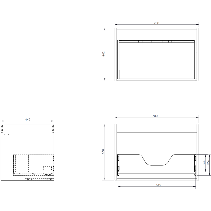 Mexen Rivel vonios spintelė 70 cm su praustuvu Otis, 1 stalčius, grioveliais, balta matinė - 91A20-07047-1-BF01-W18M01