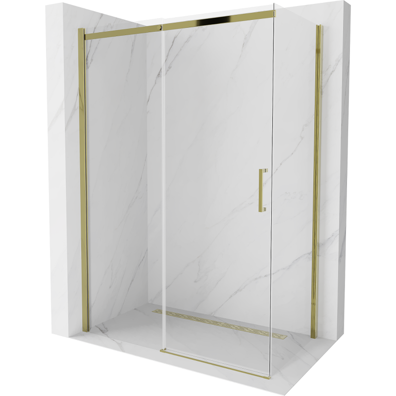 Mexen Omega stumdoma dušo kabina 140 x 70 cm, Skaidrus, Auksinė - 825-140-070-50-00