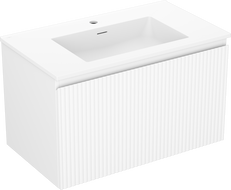 Mexen Rivel vonios spintelė 80 cm su praustuvu Otis, 1 stalčius, rifliuotas, baltas matinis - 91A20-08047-1-BF01-W18M01