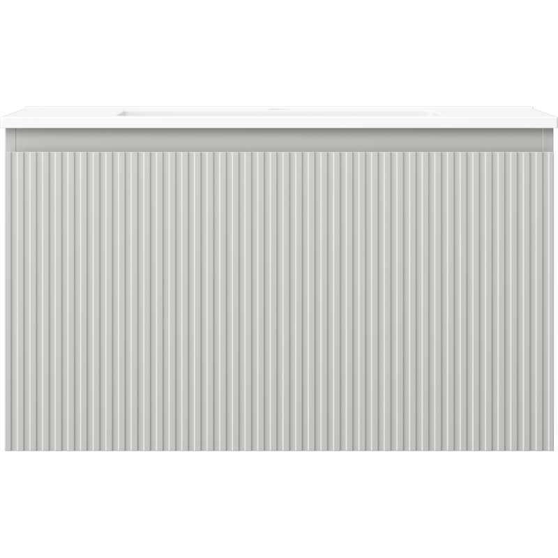 Mexen Rivel vonios spintelė 80 cm su kriaukle Otis, 1 stalčius, raižyta, pilka matinė/balta matinė - 91A20-08047-1-BF62-W18M01