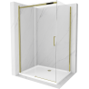 Mexen Omega stumdoma dušo kabina 100 x 80 cm, Skaidrus, Auksinė + dušo padėklas Flat - 825-100-080-50-00-4010
