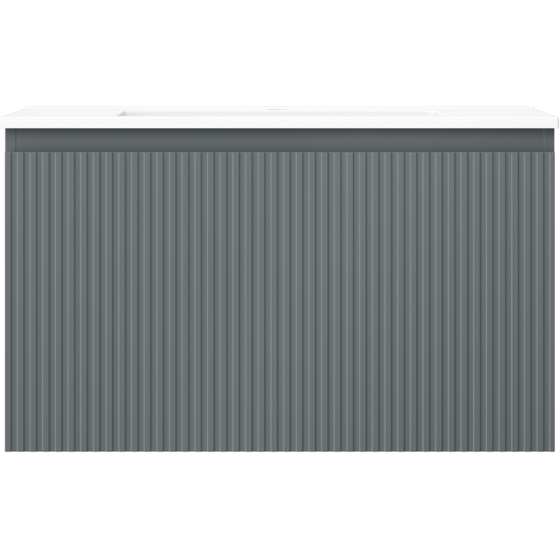 Mexen Rivel vonios spintelė 80 cm su praustuvu Otis, 1 stalčius, rifliuota, grafito matinė/balta matinė