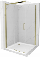 Mexen Omega stumdoma dušo kabina 100 x 100 cm, skaidri, auksinė + Flat pagrindas - 825-100-100-50-00-4010