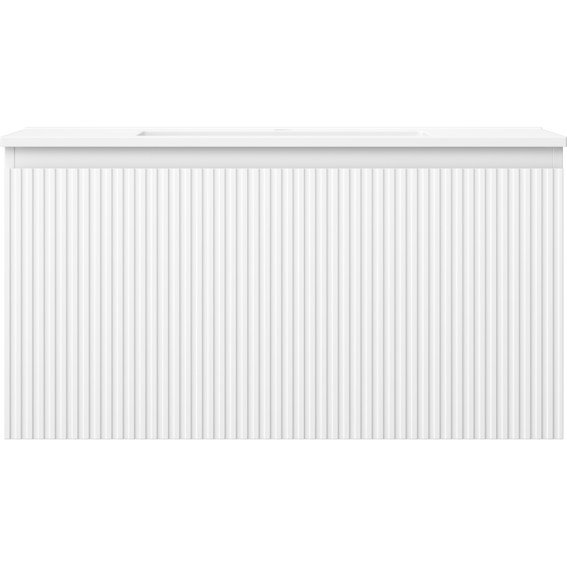 Mexen Rivel vonios kambario spintelė 90 cm su praustuvu Otis, 1 stalčius, rifliuota, balta matinė - 91A20-09047-1-BF01-W18M01