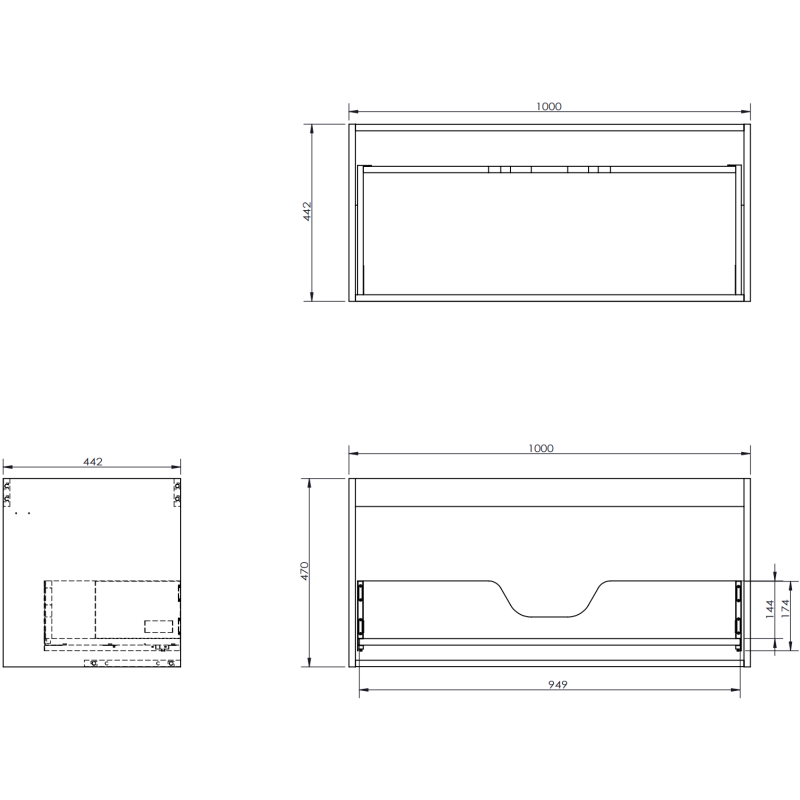 Mexen Rivel vonios spintelė 100 cm su Otis praustuvu, 1 stalčius, grioveliai, matinė balta - 91A20-10047-1-BF01-W18M01