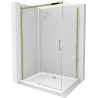 Mexen Omega 120 x 100 cm stumdomas dušo kabinas, skaidrus, auksinis + lėkštės plokščiasis - 825-120-100-50-00-4010